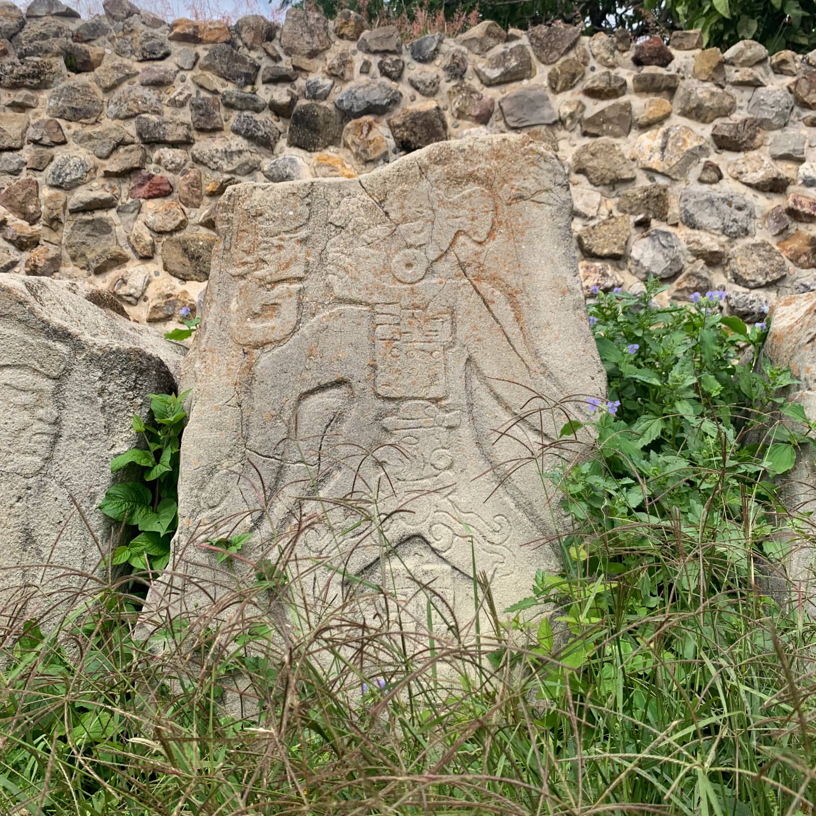 One of the stelae known as Dancing by unorthodox positions of the characters represented